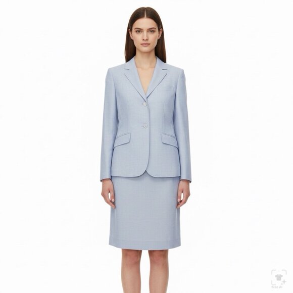Brooks Brothers Womens Light Blue Cotton Blazer & Skirt Set Button Closures Sz 8 - Picture 16 of 16